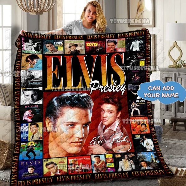 Personalized Elvis Presley Fleece Blanket, King Of Rock And Roll Fan Blanket-image