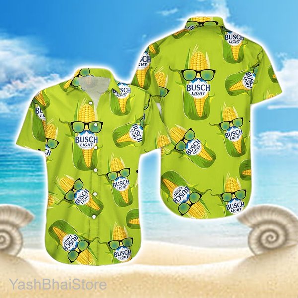 Light Beer Hawaiian Shirt, Busch Corn Button Up Shirt-image