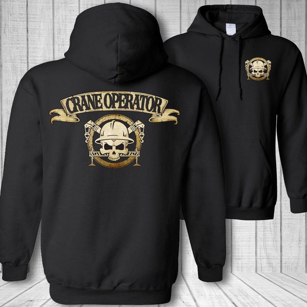Crane Operator Skull Hoodie, Tower Crane Skull Hooded Sweatshirt-image