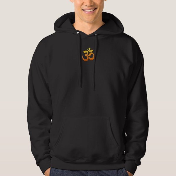 Yoga Om Mantra Symbol Double Sided Gold Sun Mens Hoodie-image