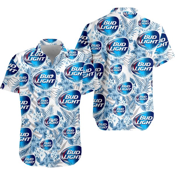 Bud Light Unisex Hawaiian Shirt, Bud Light Beer Button Up Shirt-image