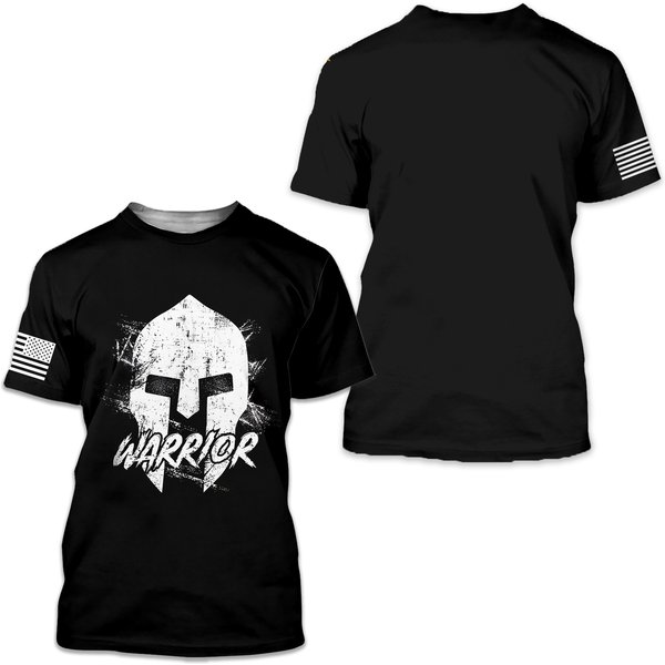 American Spartan Warrior Distressed 3D T-Shirt-image