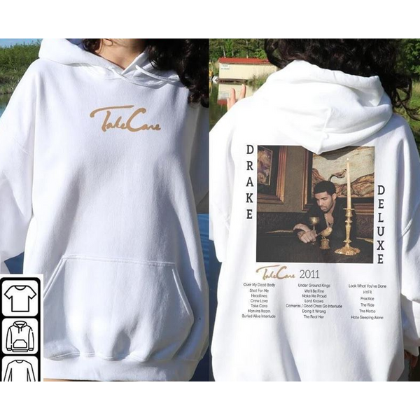 Drake Vintage Music Shirt 2 Side Take Care Album Double Hoodie-image