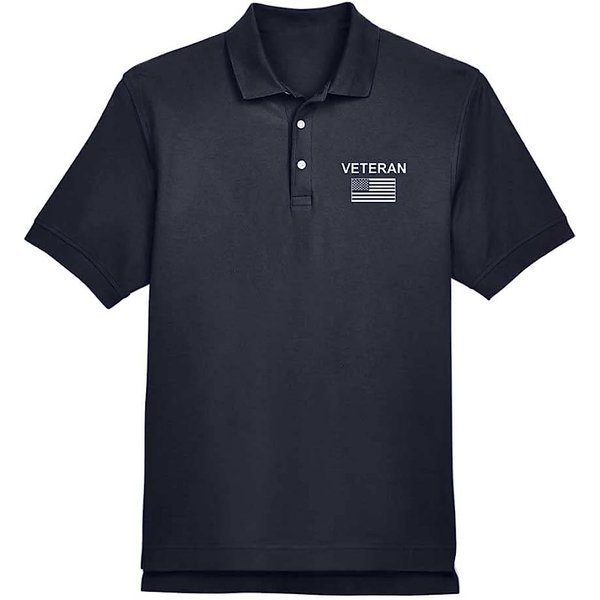 Us Veteran Polo Shirt With American Flag Embroidered Polo Shirts