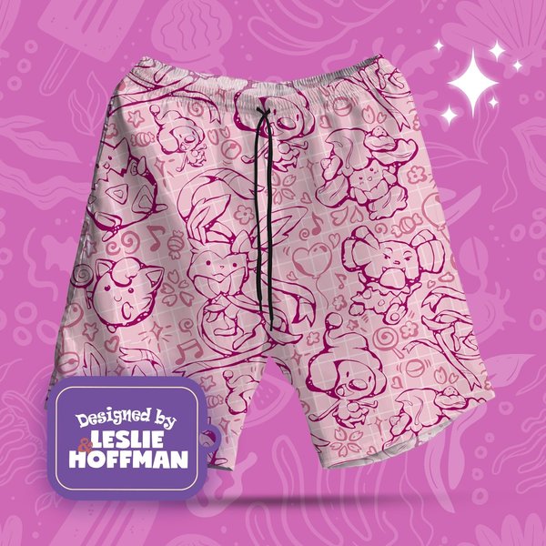 Sylveon Line Hawaiian Shorts, Sylveon Birthday-image