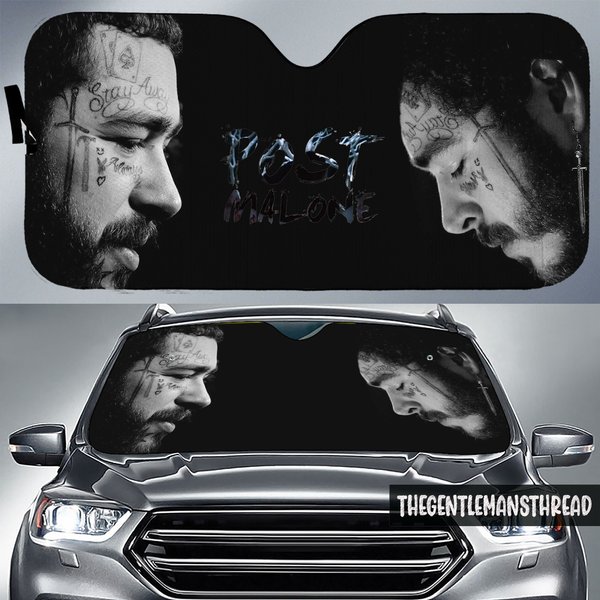 Vintage Post Malone 2023 Car Sun Shade, Music Rapper Auto Sun Shade, Rapper Post Malone Auto Sunshade-image