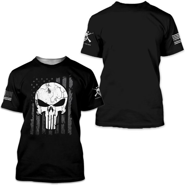 Punisher Black Crew Neck-T-Shirt | Grunge Punisher T-Shirt-image