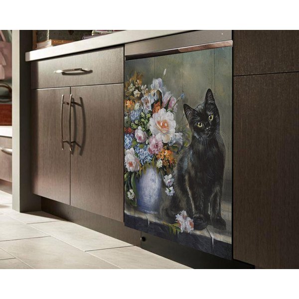 Black Cat Dishwasher Cover - Cat Lover Design