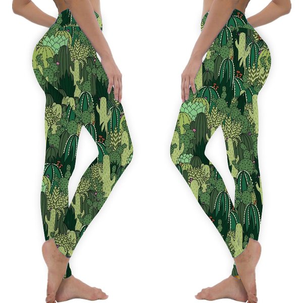 Cactus Pattern Leggings-image