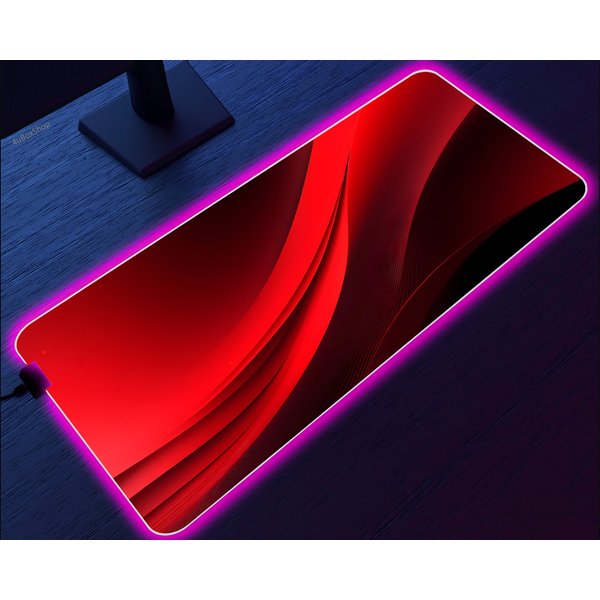 Red Led Mousepad, Gaming Desk Mat With Rgb Lights