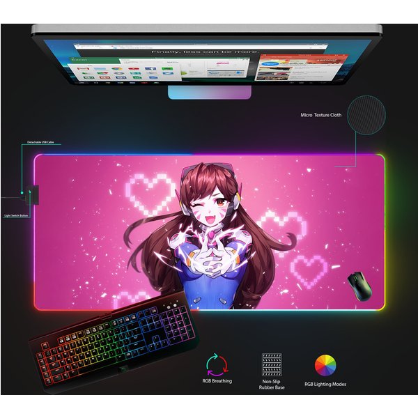 Dva Rgb Mousepad, Gaming Mouse Mat, Overwatch 2 Desk Mat-image