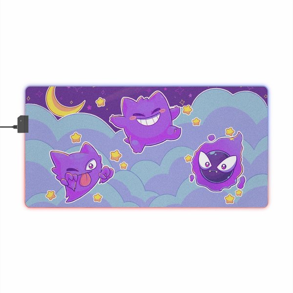 Led Gengar Evolution Pkm Mouse Pad Neo Gift| Pkm Desk Mat Gift For Men Women-image