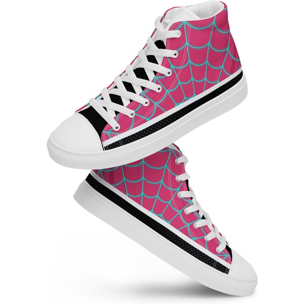 Pink/blue Spider Web Mens High Top Canvas Shoes