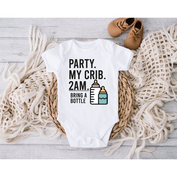 Party At My Crib Onesie, Cute Onesie, Funny Baby Onesie-image