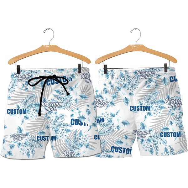 Personalized Keystone Light Hawaiian Flowers Pattern Shorts , Hawaii Shorts-image