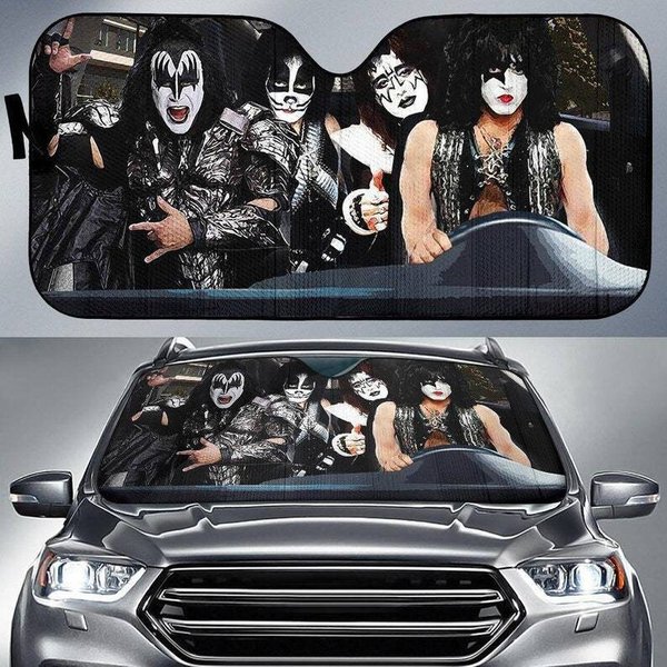 Rock Music Band Driving Car Sun Shade, Rocker Singer Car Windshield, Rock Music Lover Auto Sunshade-image