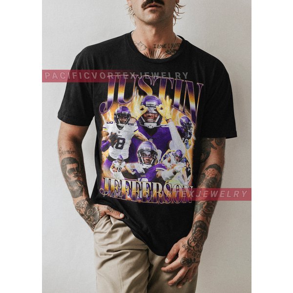 Justin Jefferson Shirt, Football Shirt, Classic 90S Graphic Tee-image