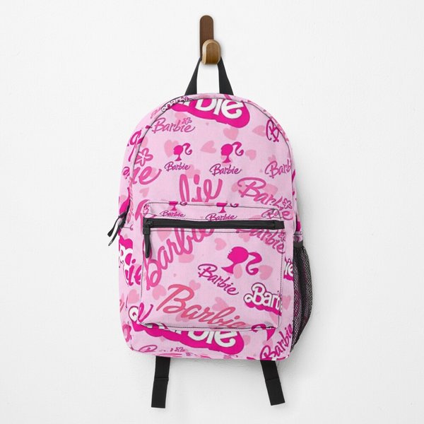 Poster All Barbie Logo Collage With Pink Hearts Backpack-image
