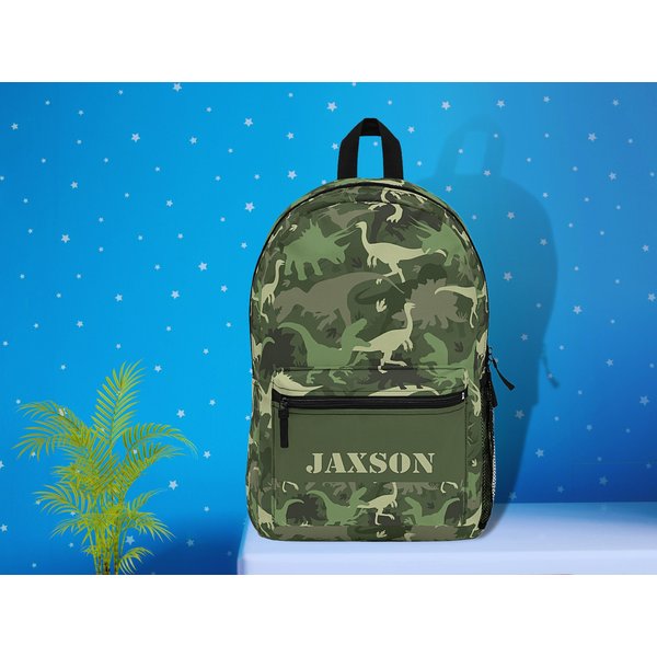 Camo Dinosaur Backpack, Personalized Camouflage Backpack-image