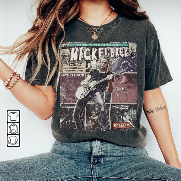 Nickelback Comic Shirt, 90S Vintage Merch Book Art All The Right Reasons Album-image