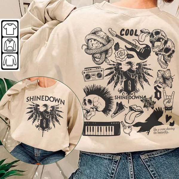 Shine Down Doodle Art Shirt, 2 Side Vintage Shine Down Merch Lyric Album Art Sweatshirt-image