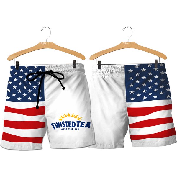Twisted Tea Shorts, Usa Flag 4Th Of July Twisted Tea Shorts-image