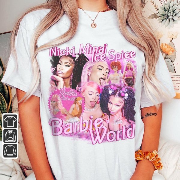 Nicki Minaj X Ice Spice Vintage Rap Shirt, Nicki Minaj X Ice Spice Barbie World Tshirt-image