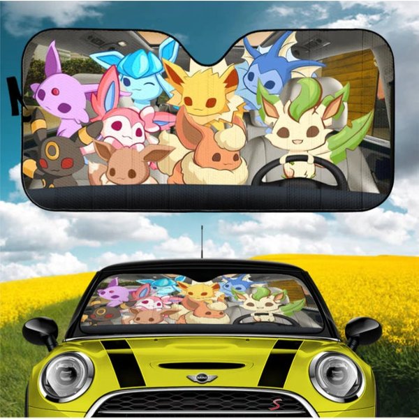 Eevee Evolution Pkm Anime Car Auto Sunshades, Anime Sunshades, Pkm-image
