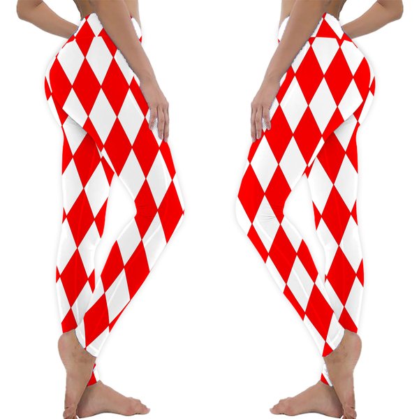 Red And White Harlequin Leggings-image