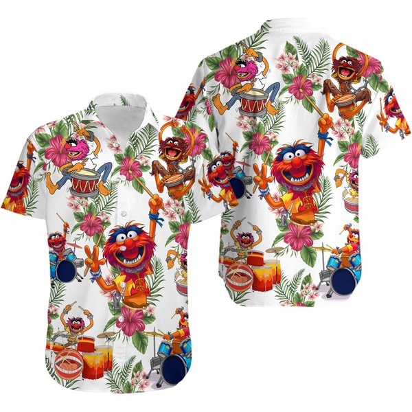 Muppet Playing Drum Tropical Flower Hawaiian-image