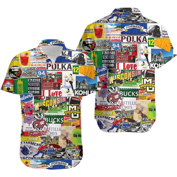 I Love Wisconsin Hawaiian Shirt, Summer Vacation Hawaiian Shirt-image