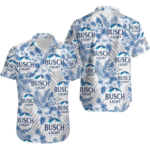 Vintage Hawaiian Shirt, Light Beer Hawaiian Shirt, Busch Latte Beer Button Up-image