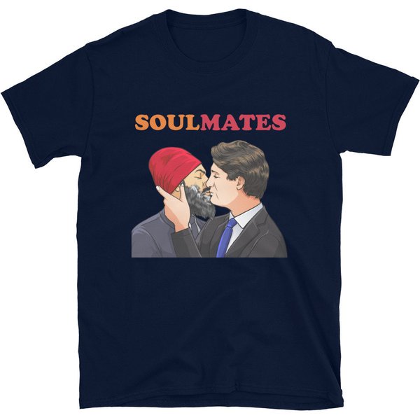 Justin Trudeau Jagmeet Singh Kissing Soulmates T-Shirt-image