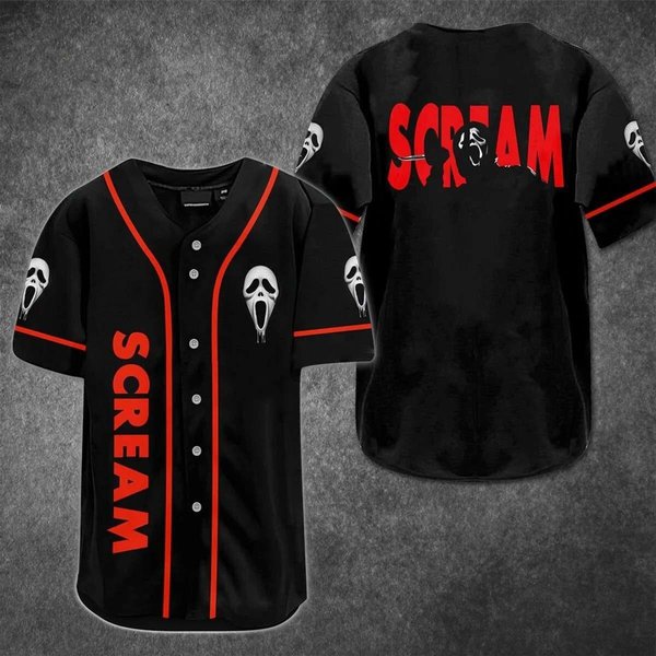 Horror Scream Baseball Jersey,Horror Scream Baseball Jersey-image