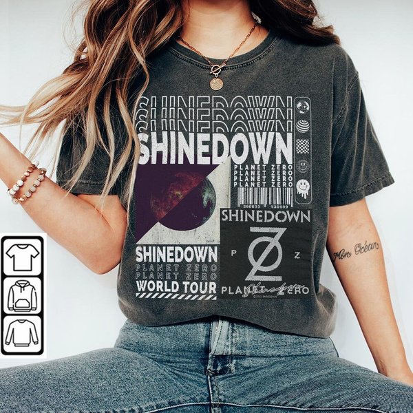 Shine Down Shirt, Vintage Revolutions Live Tour 2023 Tickets Album Planet Zero Graphic Tee-image