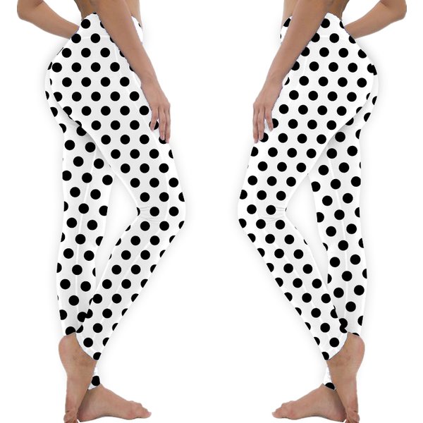 Polkadots Black And White Leggings-image