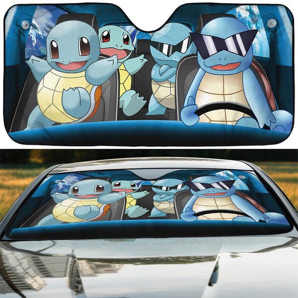 Squirtle Pkm Car Sun Shade, Wartortle Blastoise Squirtle Car Sunshade-image