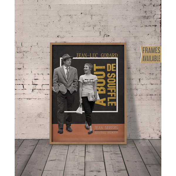 A Bout De Souffl Breathless Movie Poster Jean-Luc Godard Art Print Classic Cult Films French Cinema Wall Art Print Christmas Gift-image