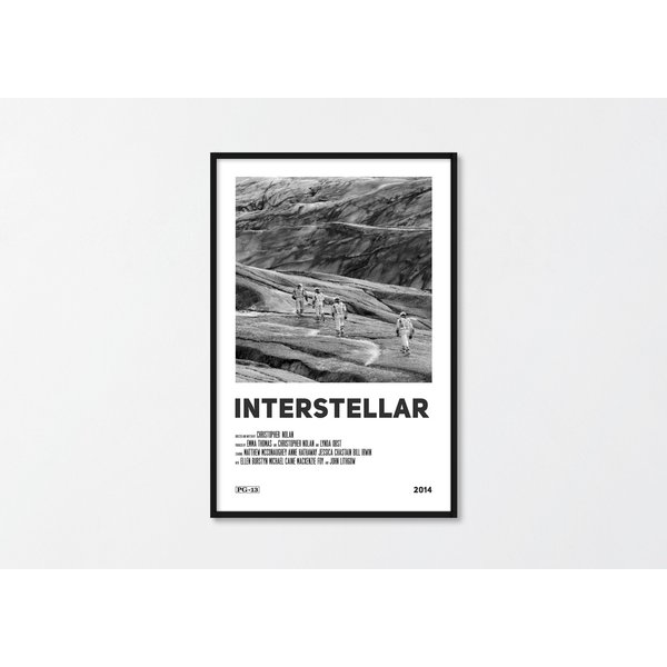 Interstellar Movie Poster | Minimalist Movie Poster | Christopher Nolan | Matthew Mcconaughey | Wall Art | Black And White-image