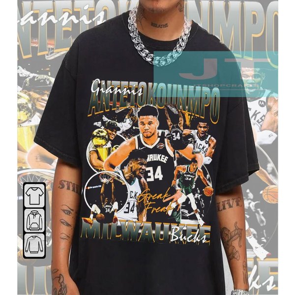 Vintage 90S Basketball Bootleg Style T-Shirt, Giannis Antetoko Graphic Tee-image