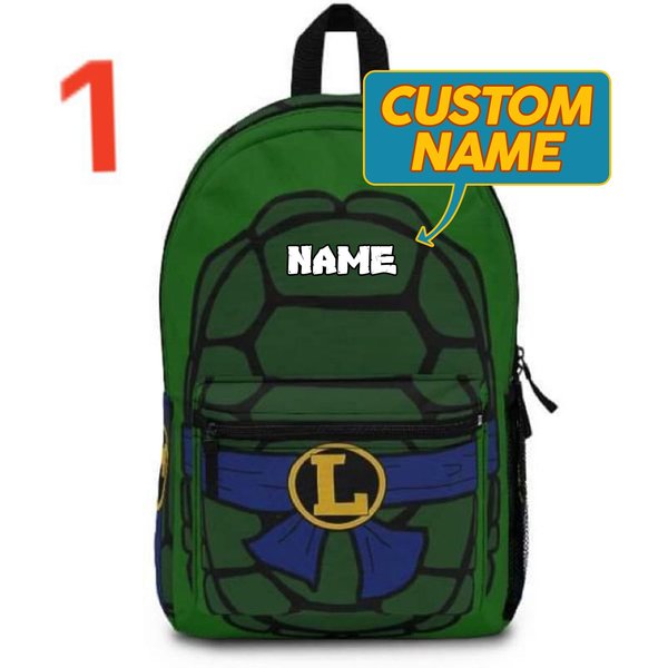 Custom Name Green Turtle Backpack-image