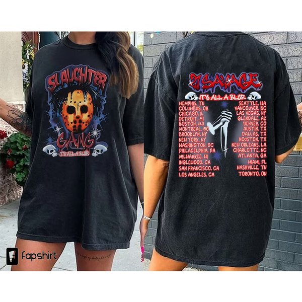 Drake 21 Savage Shirt, Slaughter Gang Its Blur Tour Merch-image
