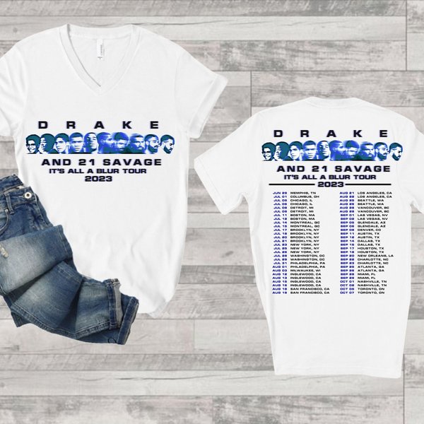 Drake It's All A Blur Tour Merch 2023, Drake 21 Savage Tour Shirt-image
