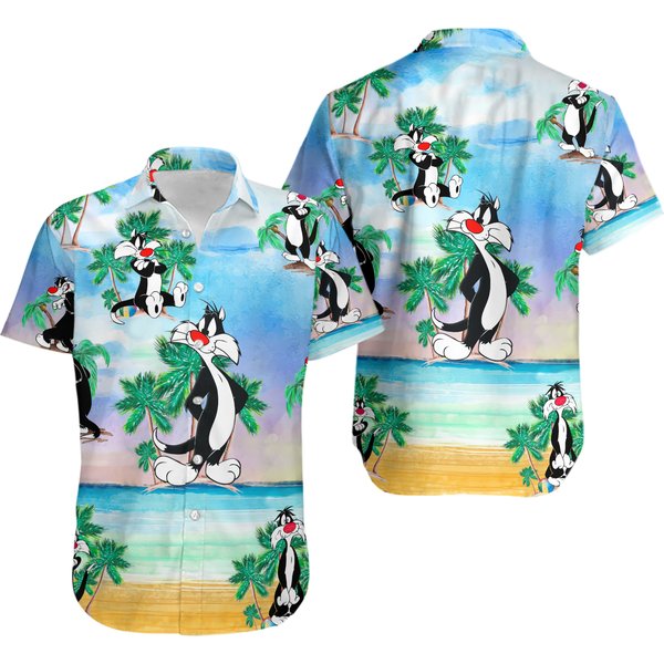Black Cat Hawaiian Aloha Shirt - Tropical Style-image