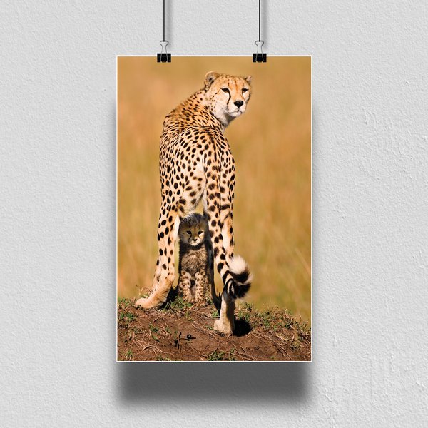 Cheetah Mom And Baby Premium Matte Vertical Poster-image