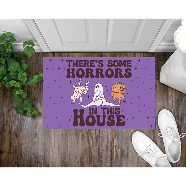 There's Some Horrors In This House Doormat - Sarcastic Halloween Doormat-image