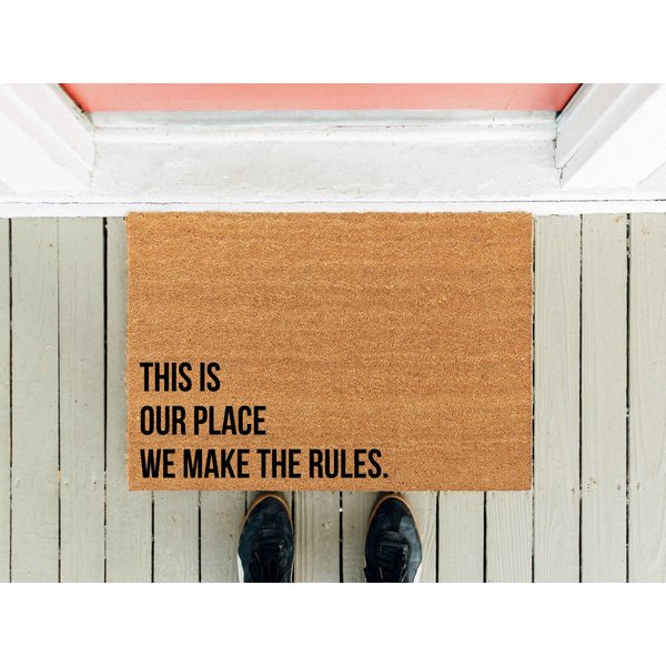 This Is Our Place We Make The Rules | Welcome Mat | Housewarming Gift-image