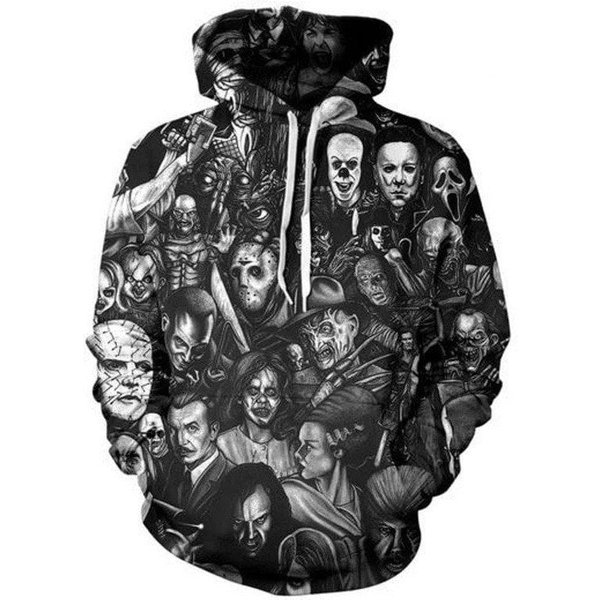 3d Hoodie Unisex Horror Character Hoodie Halloween Movie Scream Freddy Jason And More