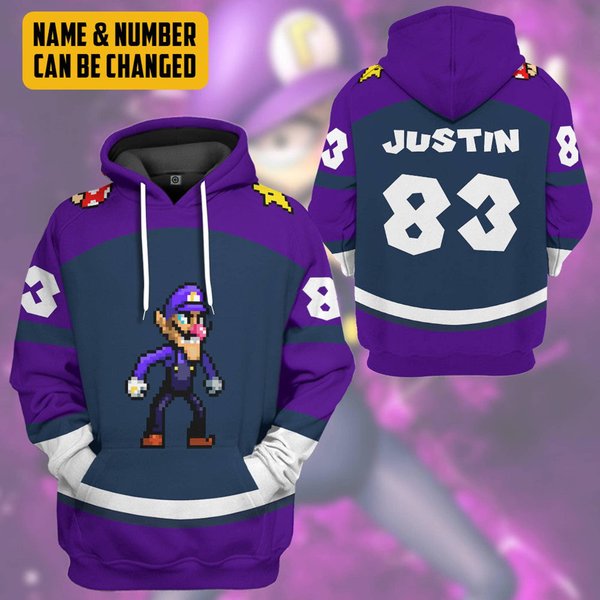 All Over Print Waluigi Custom Hoodie, Cosplay Matching Hoodie-image