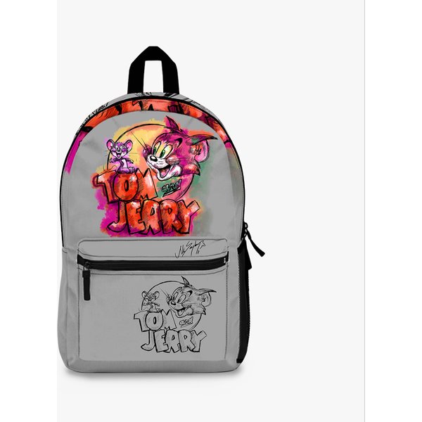 Tom And Jerry Gray Kids Shool Backpack-image